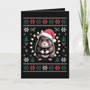 Cartão Presépio Hamster Chapéu do Papai Noel Suéter de Tr