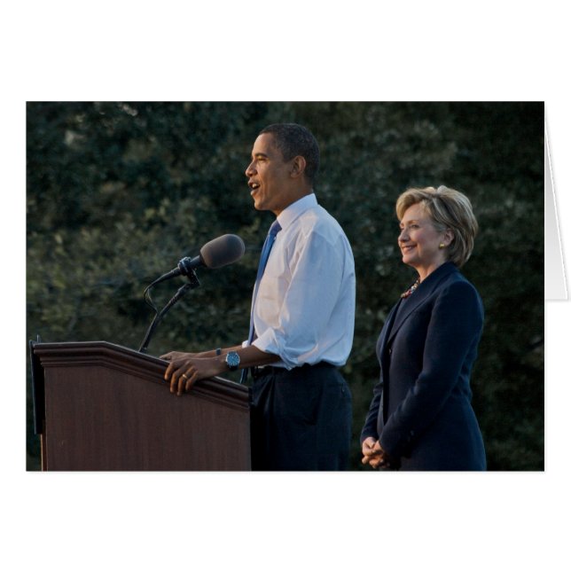 Cartão Presidente Barack Obama e Hillary Clinton (Frente Horizontal)