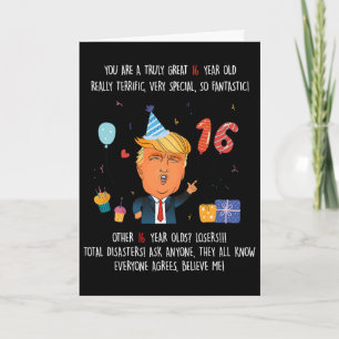 Cartão Presidente Donald Trump Engraçado 16º Aniversário