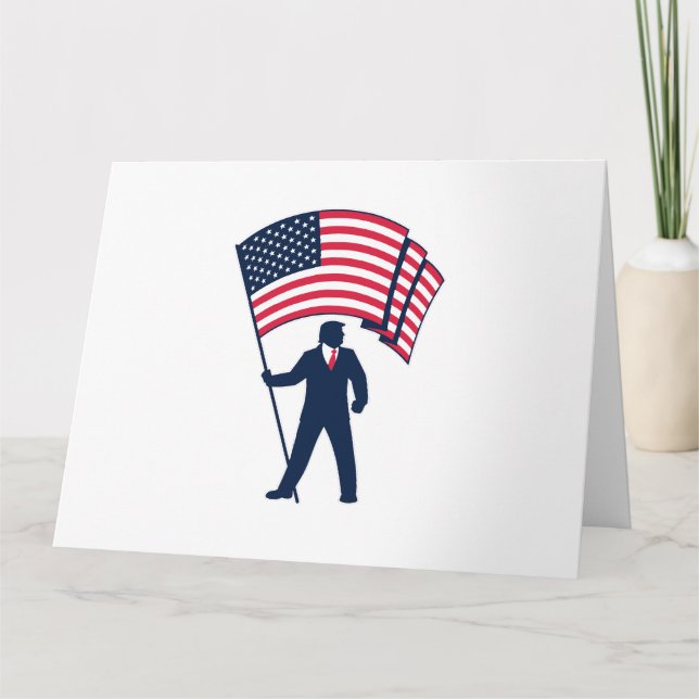 Cartão Presidente Trump Bearing Bandeira dos EUA (Frente)