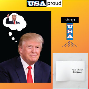 Cartão Presidente Trump em Nuvem Pensando no Aniversário