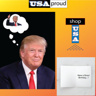 Cartão Presidente Trump em Nuvem Pensando no Aniversário