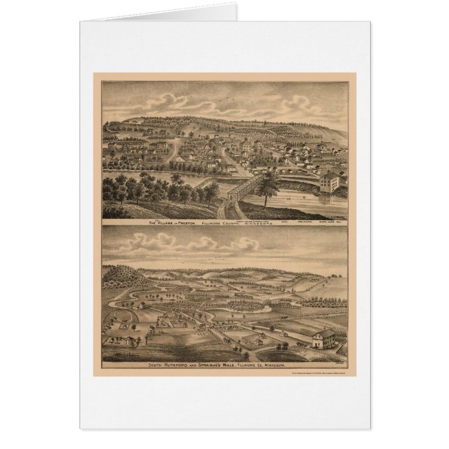 Cartão Preston, mapa panorâmico do manganês - 1874 (Frente)