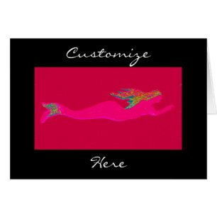 Cartão preto cor-de-rosa da sereia da natação