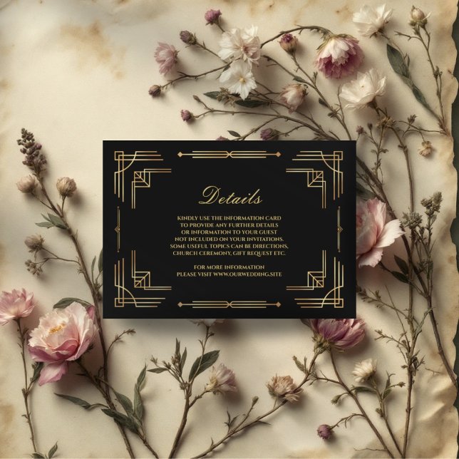 Cartão preto de casamento do Luxu Art Deco (Criador carregado)