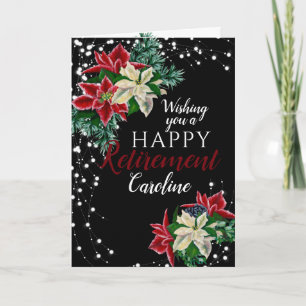 Cartão Preto de Natal Poinsettia para Aposentadori