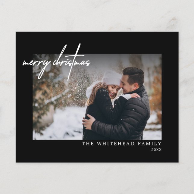 Cartão Preto de Natal Simples e Feliz (Frente)