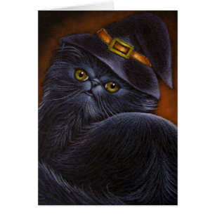 Cartão preto do gato persa