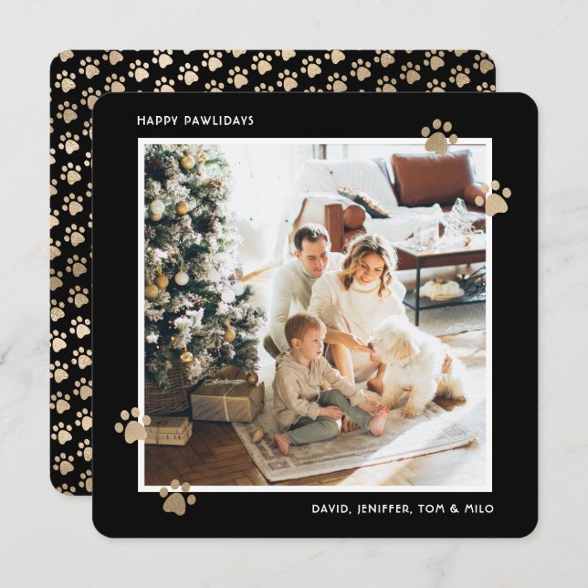 Cartão Preto Dourado para o Proprietário de Pet Fo (Frente/Verso)