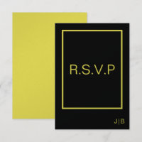 CARTÃO preto e amarelo RSVP de Casamento