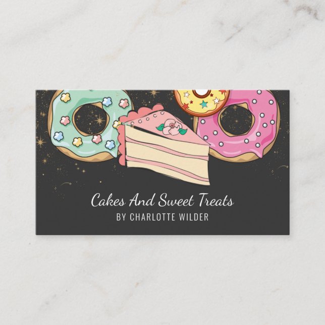 Cartão preto-e-bico de pastelaria de cor rosa (Frente)