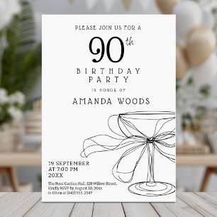 Cartão preto e branco de 90 de aniversário