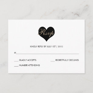Cartão preto e branco moderno do coração RSVP