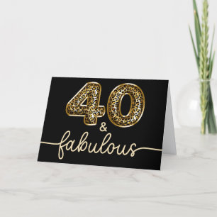 Cartão Preto e Dourado Glam Leopardo 40 e Fabuloso