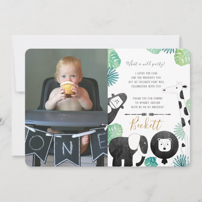 Cartão preto e verde do safari da foto ThankYou (Frente)