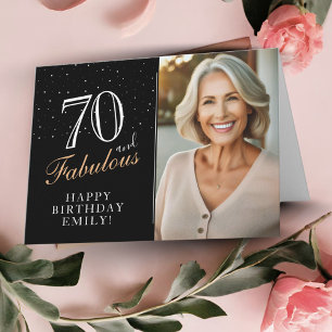 Cartão Preto Elegante 70 e Fabuloso Aniversário de 70 ano