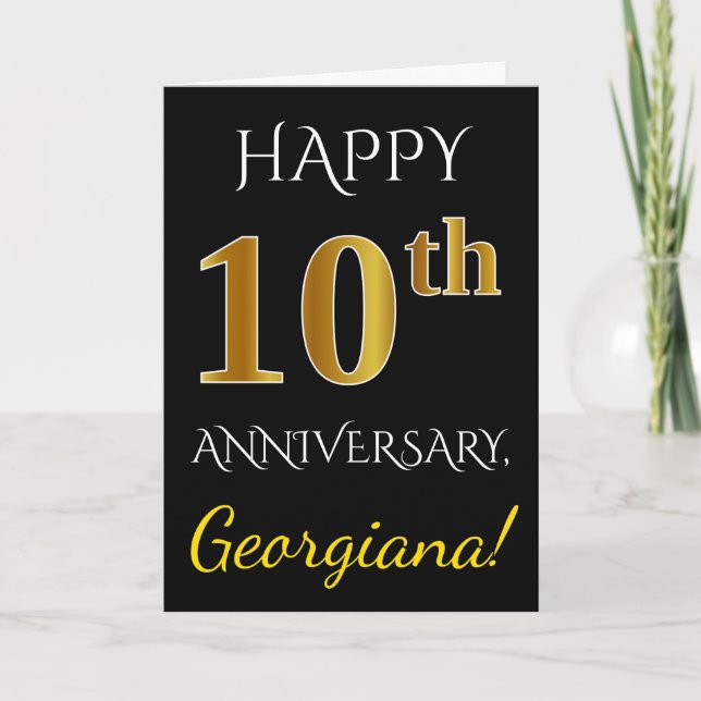 Cartão Preto, Falso Ouro Aniversário de 10 anos de Casame (Frente)