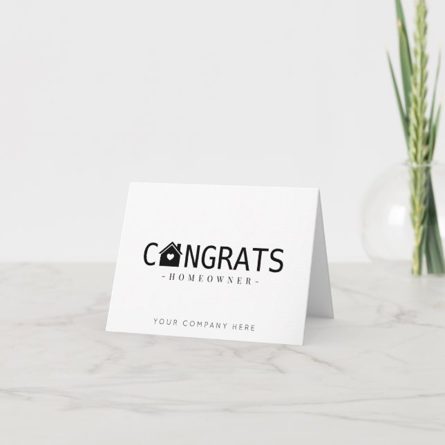 Cartão Preto Felicita Novo Proprietário Imobiliário (Frente)