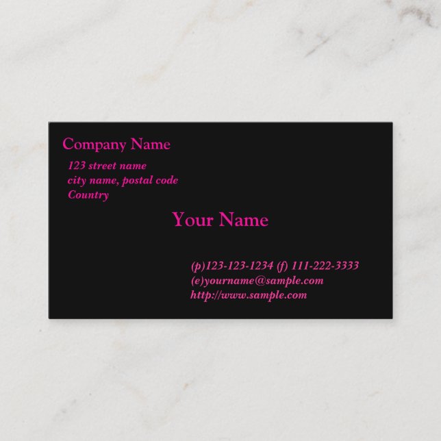 cartão preto,fontes cor-de-rosa (Frente)