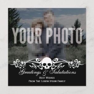 Cartão Preto gótico da foto feita sob encomenda do crânio