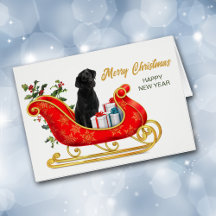Cartão Preto Labrador de Natal para Retriever