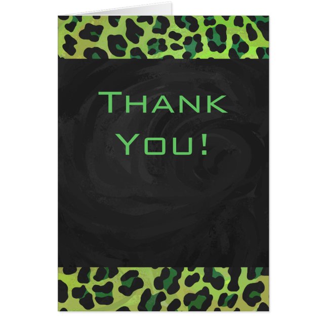 Cartão Preto-leopardo e Verde com Monograma (Frente)