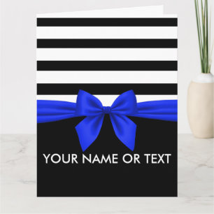 Cartão Preto Personalizado,Arco Azul Festivo de Stripes B