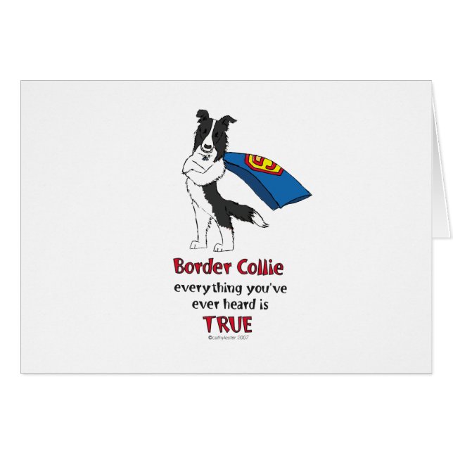 Cartão Preto super de border collie (Frente Horizontal)