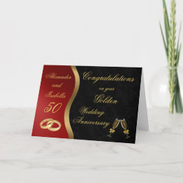Cartão Preto Vermelho e Dourado - Ouro Casamento Aniversá