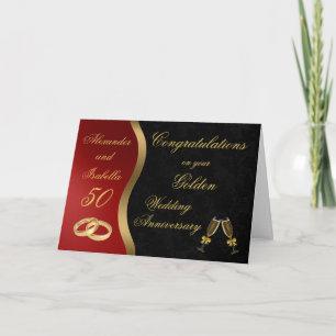 Cartão Preto Vermelho e Dourado - Ouro Casamento Aniversá