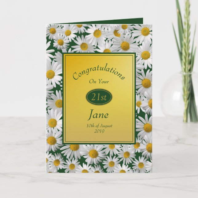 Cartão Pretty Bright Daisy Congratulations Birthday (Frente)