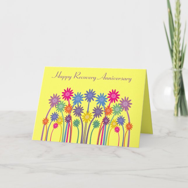 Cartão Pretty Colorful Flowers Customizable Recovery Card (Frente)