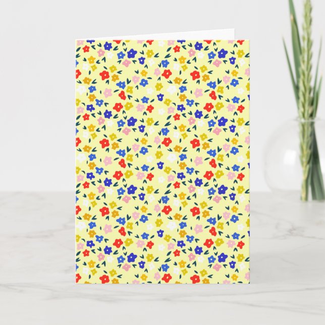 Cartão Pretty Dainty Cute Floral on Pastel Yellow (Frente)