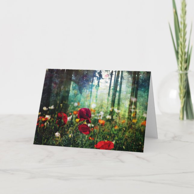 Cartão Pretty Flowers in Fantasy Forest Greeting Card (Frente)