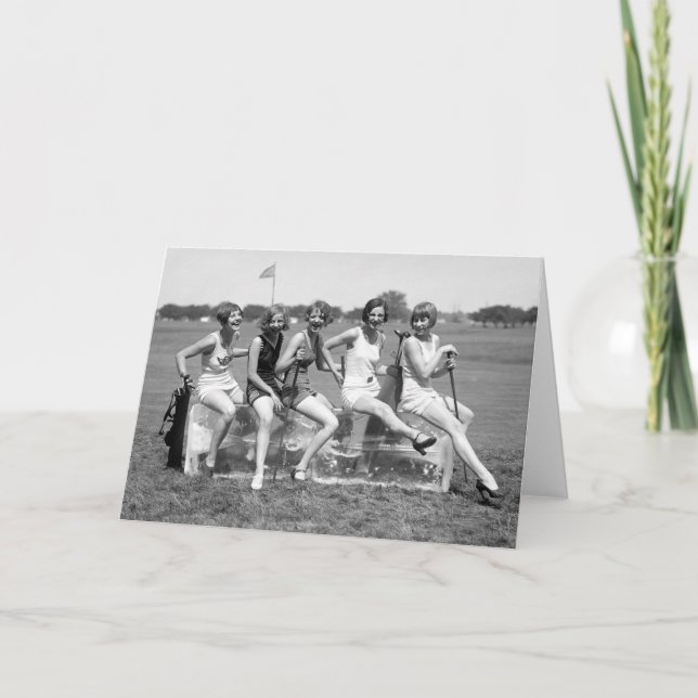 Cartão Pretty Girl Golfers, 1920s (Frente)