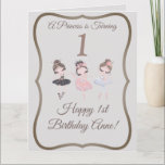 Cartão Pretty Grey Pink Ballerinas Princess 1st Birthday<br><div class="desc">Pretty Grey Blue Pink Ballerinas Princess 1st Birthday Card. Beautiful customizable birthday card with hand written script and 3 pretty ballerinas. With Happy Birthday and birthday balloons inside the card, it also has a golden image on the back of the card. For your beautiful and precious princess' birthday. If your...</div>