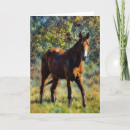 Cartão Pretty Horse in Pasture Peaceful Art Card