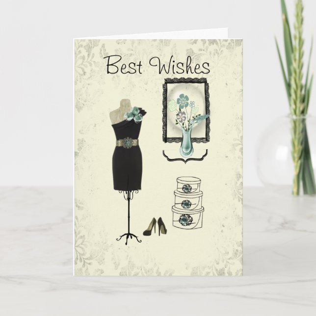 Cartão Pretty Little Black Dress Birthday/Note Card (Frente)