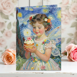 Cartão Pretty Little Fairy Girl & Butterfly Birthday