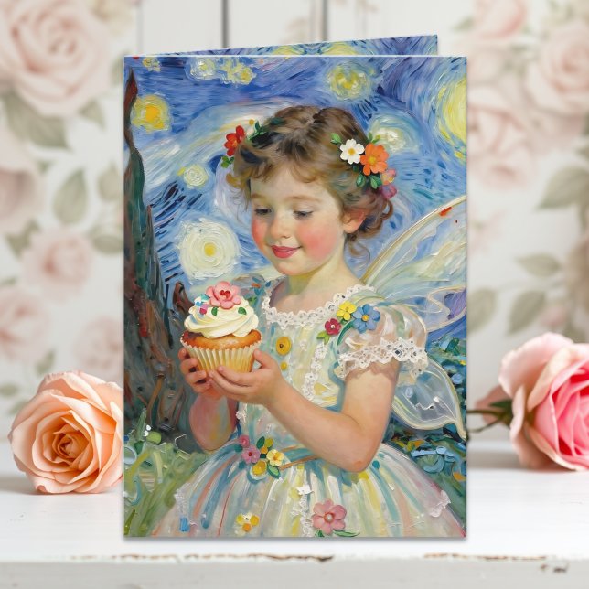 Cartão Pretty Little Fairy Girl & Butterfly Birthday (Criador carregado)