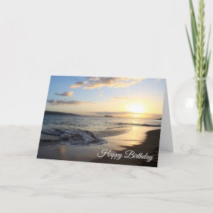 Cartão Pretty Maui Beach Sunset Birthday