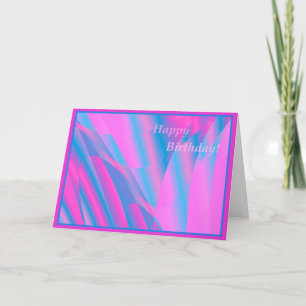 Cartão Pretty pink and blue abstract birthday card