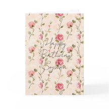 Pretty Pink Cream Roses Floral Birthday