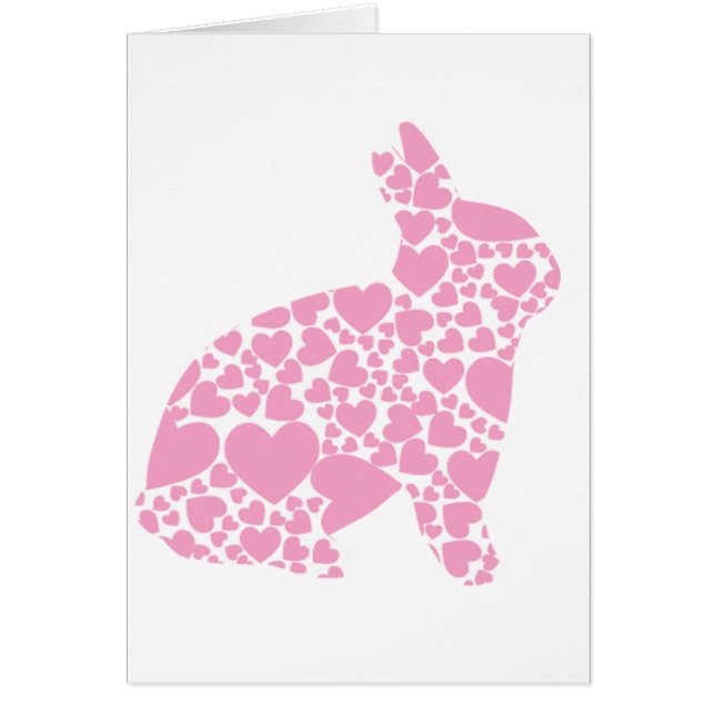 Cartão Pretty Pink love hearts bunny rabbit - add name (Frente)