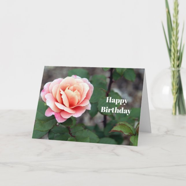 Cartão Pretty Pink Rose Floral Photo Birthday (Frente)