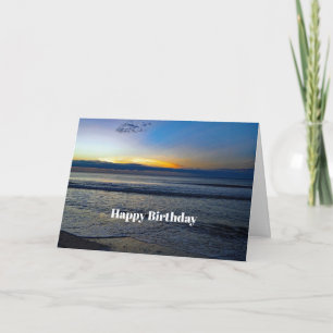 Cartão Pretty Sunrise Beach Ocean Photo Birthday
