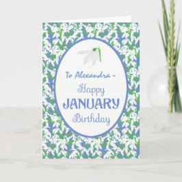 Cartão Pretty White Snowdrops January Birthday Card