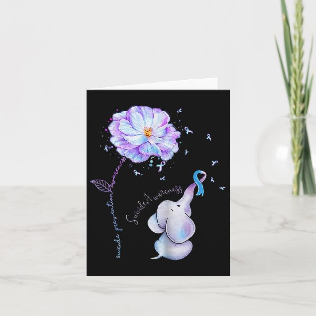 Cartão Prevenção ao suicídio Sensibilização Elefante Flor (Frente)