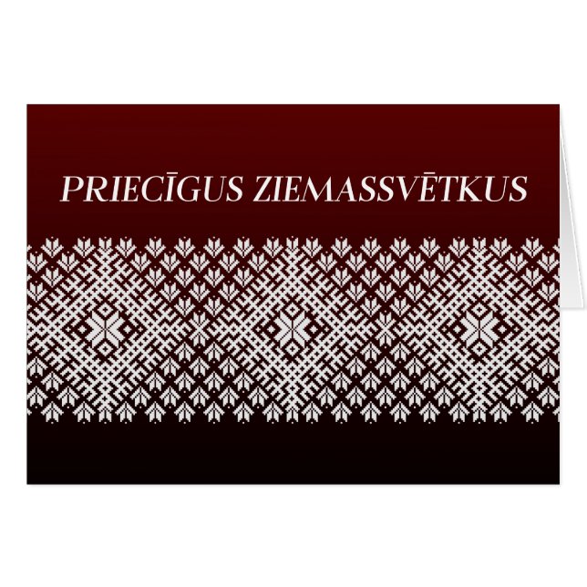 Cartão Pricigus Ziemassvetkus design de Natal letão (Frente Horizontal)