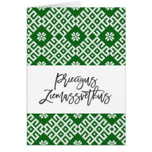 Cartão Priecigus Ziemassvetkus Design Tradicional Letão